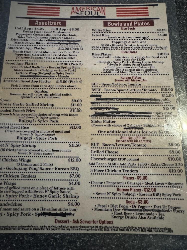 American Seoul Menu image 1